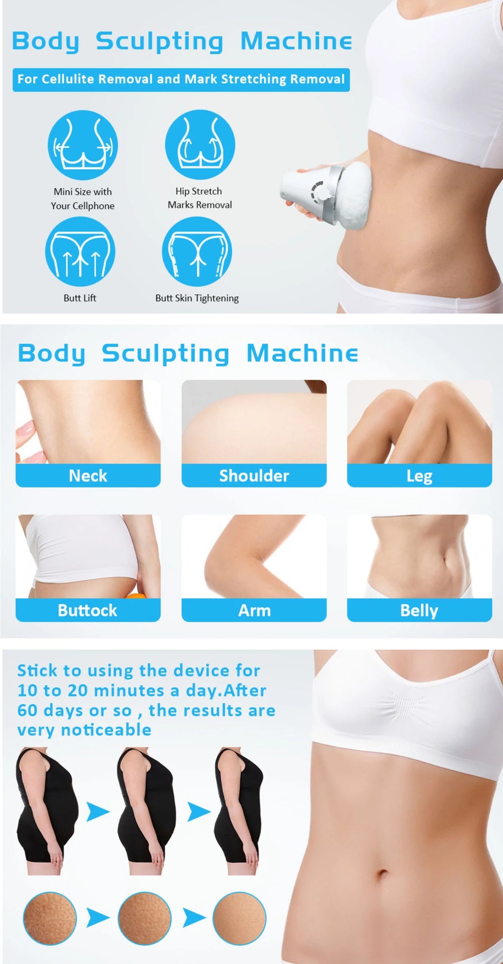 Anti Cellulite Massager | Deep Tissue Body Sculpting Tool with Heat Body Shaping Massage Equipment Tidesmit