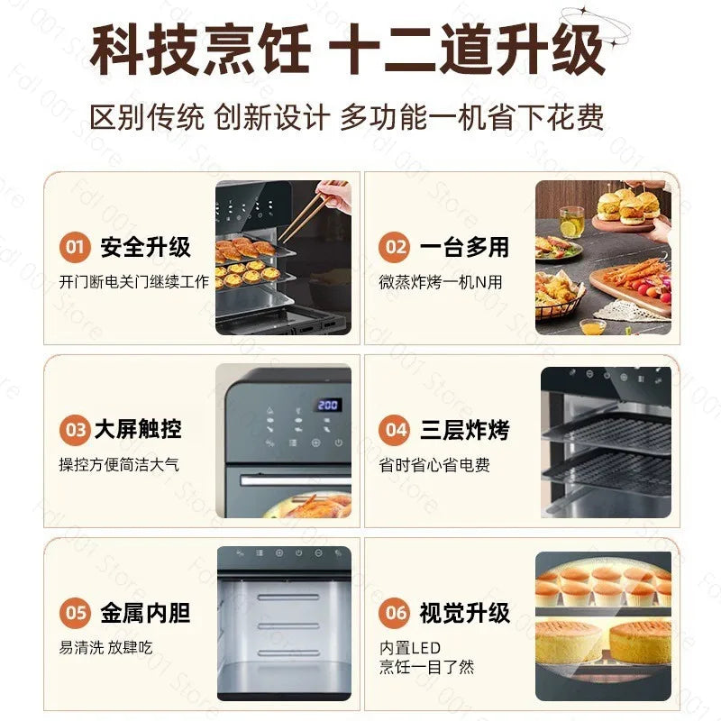 Large Capacity 3 in 1 Air Fryer Oven Steamer Microwave New Electric Fryer All-in-One Machine