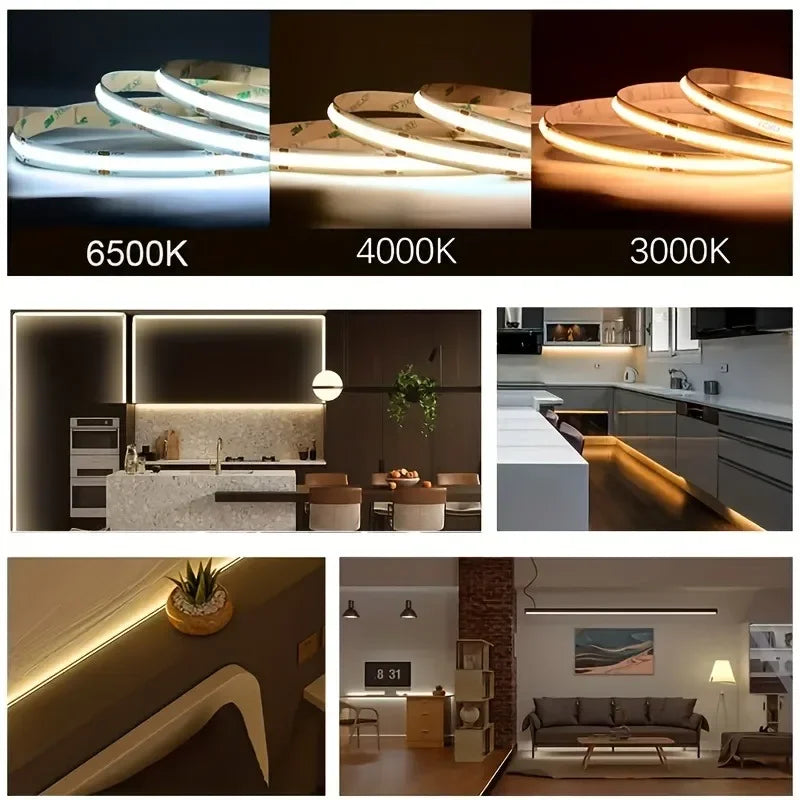 COB LED Strip Lights With Touch Dimmer 5V High Density Linear Lighting with Adhesive Tape DIY Lamp For Living Room Cabinet Decor