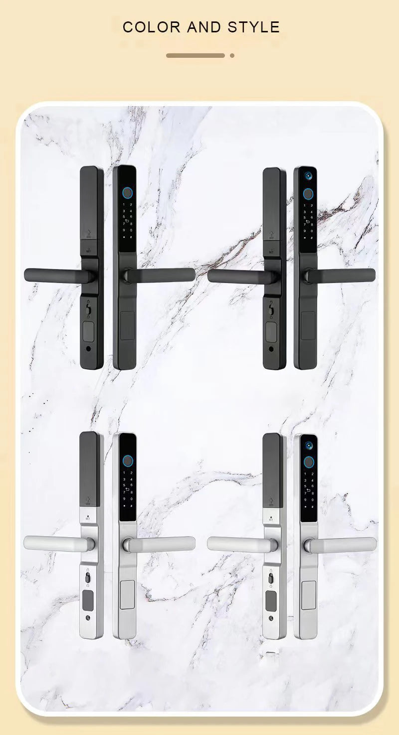 Peephole Camera Smart Aluminum Lock Euro 3592 Mortise Waterproof Tuya Wifi Fingerprint Digital Lock of UPVC Grill Sliding Door