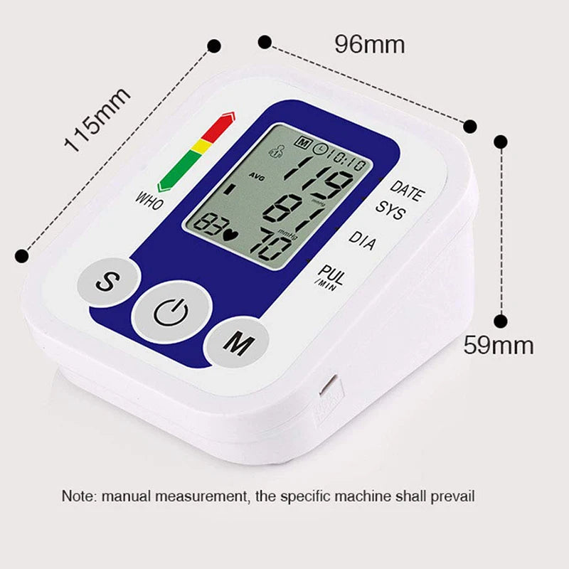Automatic Digital Arm Blood Pressure Monitor Tonometer Meter Sphygmomanometer LCD Portable Health Care Pulse Meter BP Monitor