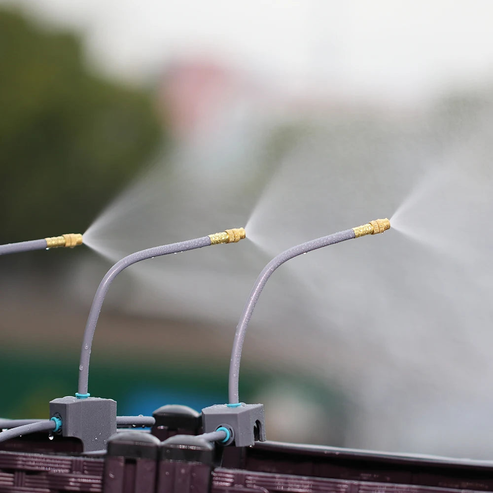 MUCIAKIE Advanced Garden Misting Irrigation System - 20cm Flexible Brass Nozzle with Quick Connect for 1/4" Hose,Garden Farm