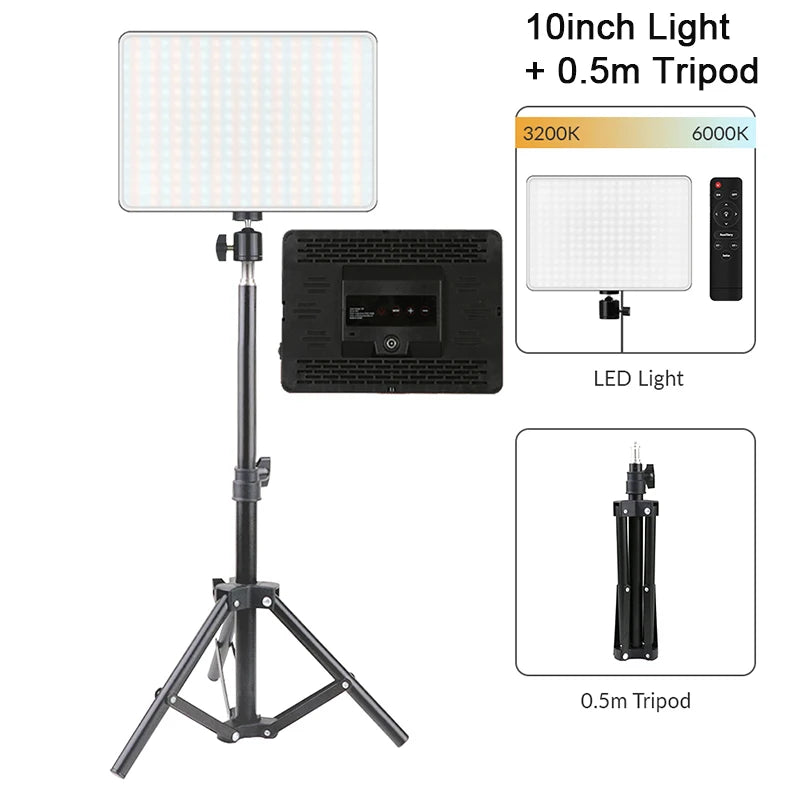 LED Video Light Panel for Content Creation - Adjustable Color Temp 10inch Light 0.5m Tidesmit