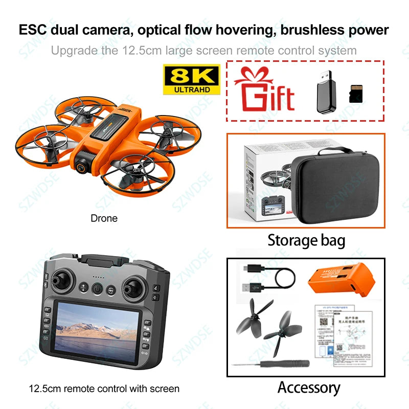8K Camera Drone with Obstacle Avoidance & Brushless Motor - Tidesmit Orange Tidesmit