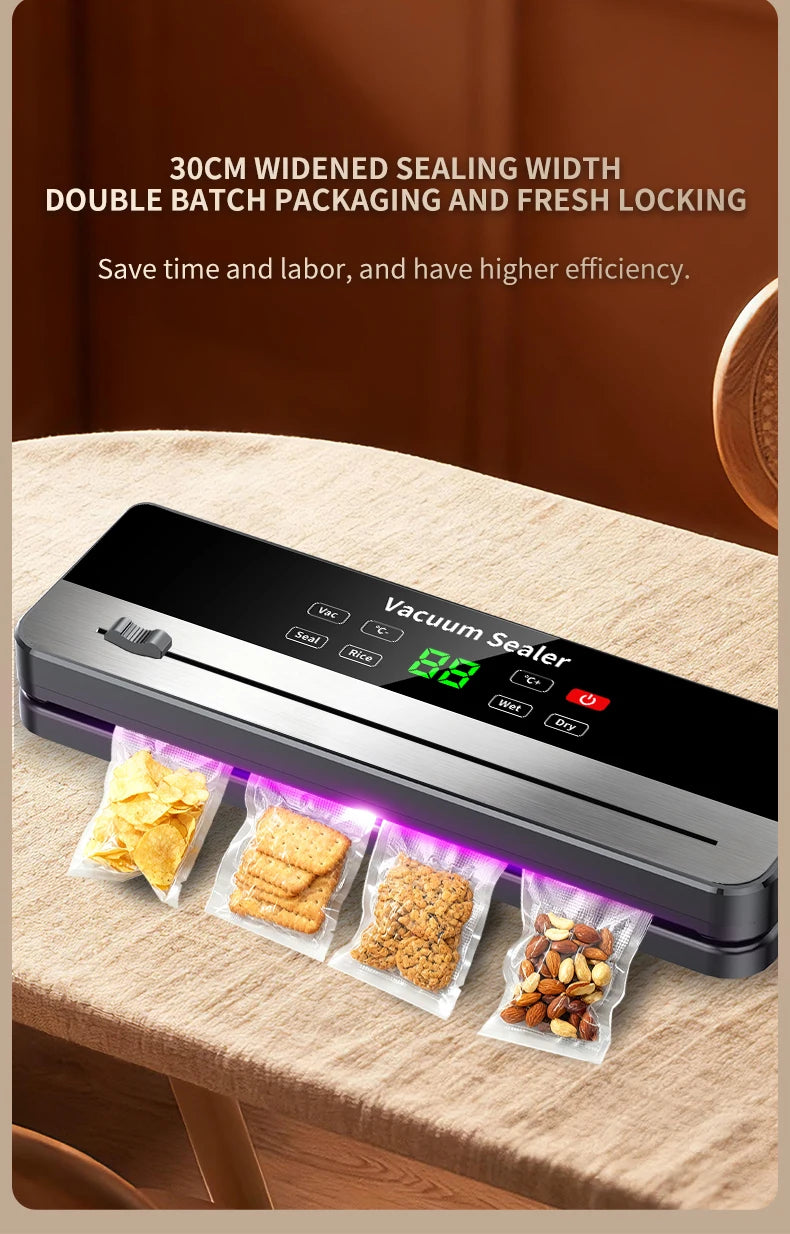 Portable Vacuum Sealer with Strong Suction & USB Wireless Charging | Dry/Wet Food Sealing for Kitchen