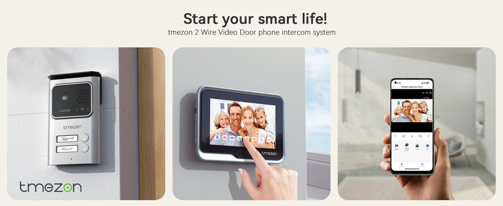 TMEZON 730 2 Wire 7 Inch Tuya App 1080P Wifi Smart Video DoorPhone Intercom System with Wired Doorbell APP/Password/Card Swipe TouchScreen