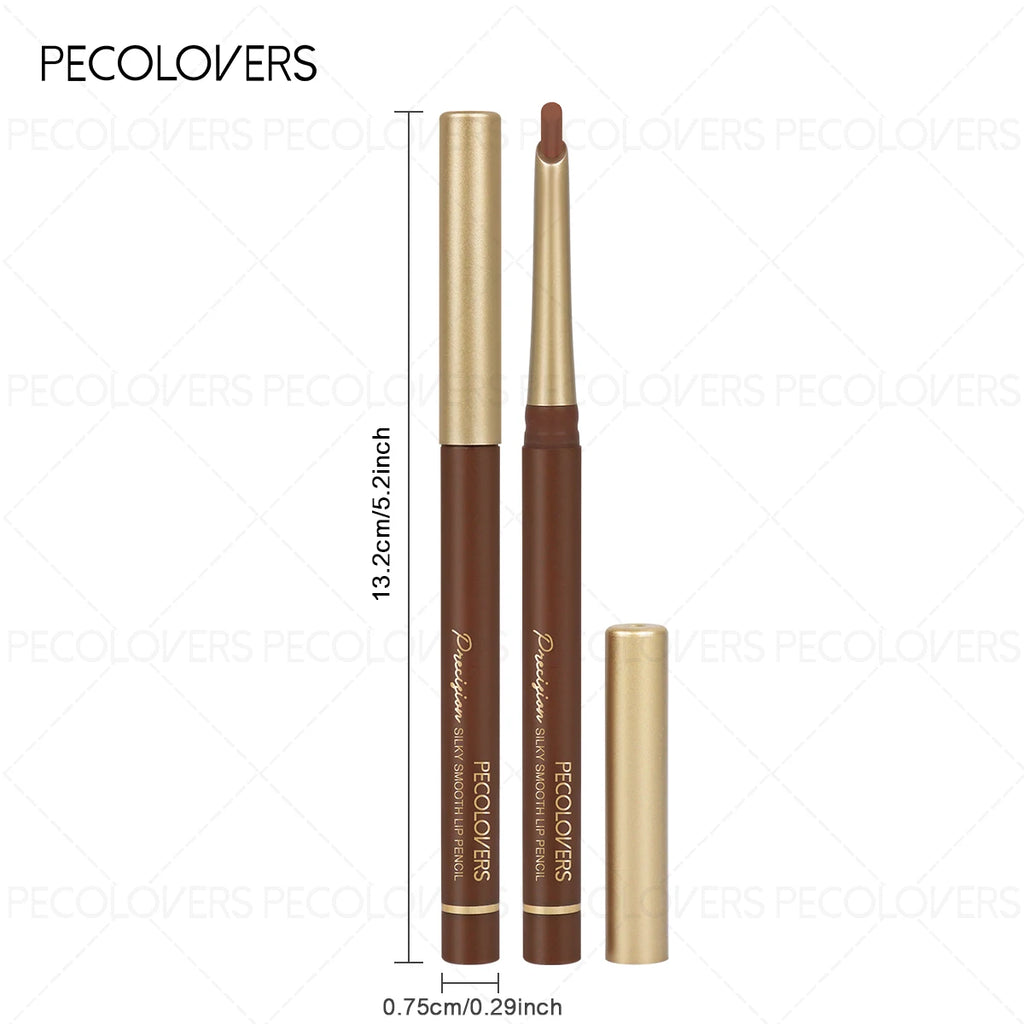 Pecolovers waterproof matte brown lip liner pencil with a slim, long-lasting, silky smooth design for precise makeup.