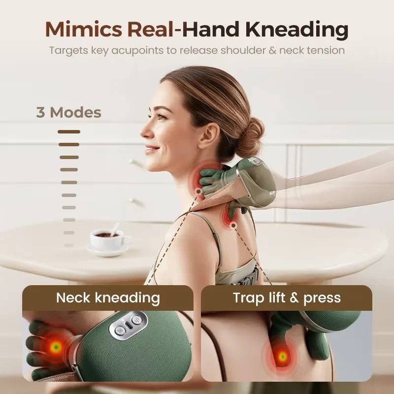 Rechargeable Neck and Shoulder Massager with Heat Therapy - Tidesmit Body Shaping Massage Equipment Tidesmit