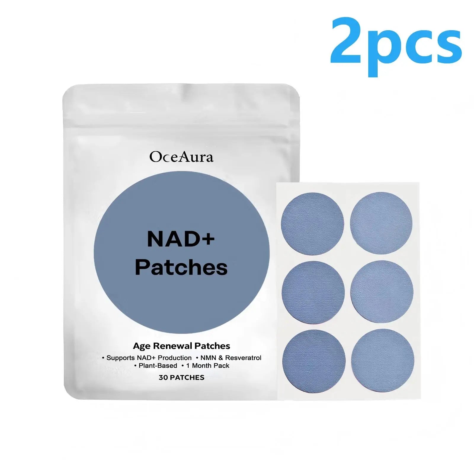 OceAura NAD+ Energy Boost Patches Enhance Focus & Cell Regeneration Immune Support Supplement for Vitality Rejuvenation Patches