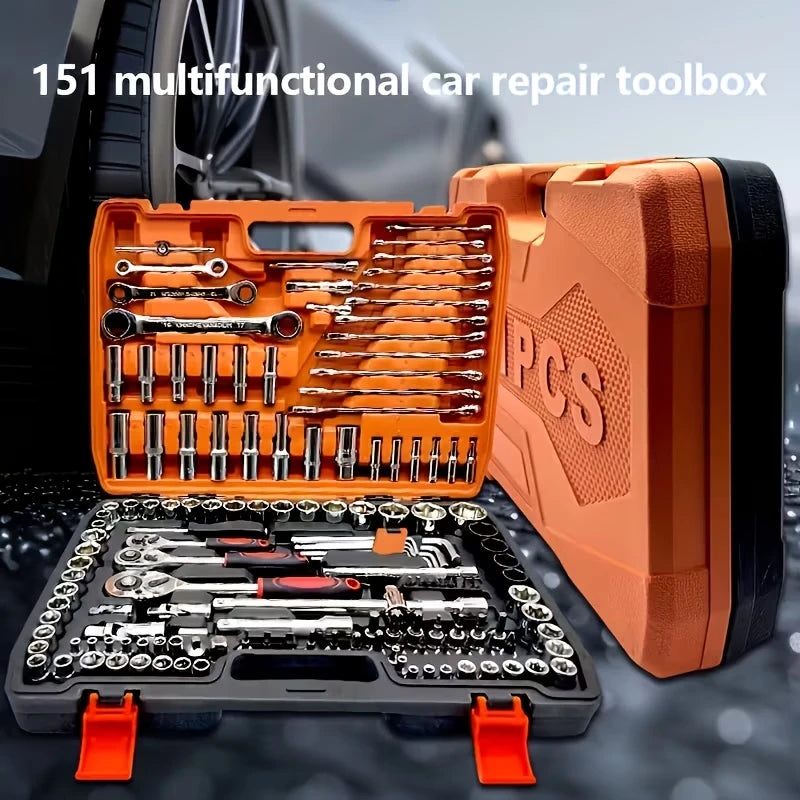 150/46pcs Socket Tool Set, Automotive & Motorcycle Repair Tool Kit - Durable Chrome Vanadium Steel, Includes Ratchet Wrenches