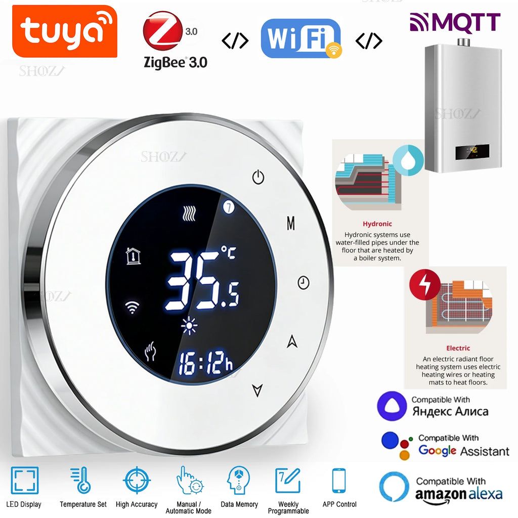 TUYA Smart Touch ZIGBEE&WIFI Thermostat LCD Screen Water Heating Electirc Floor Heating Water Gas Boiler Temperature Controller