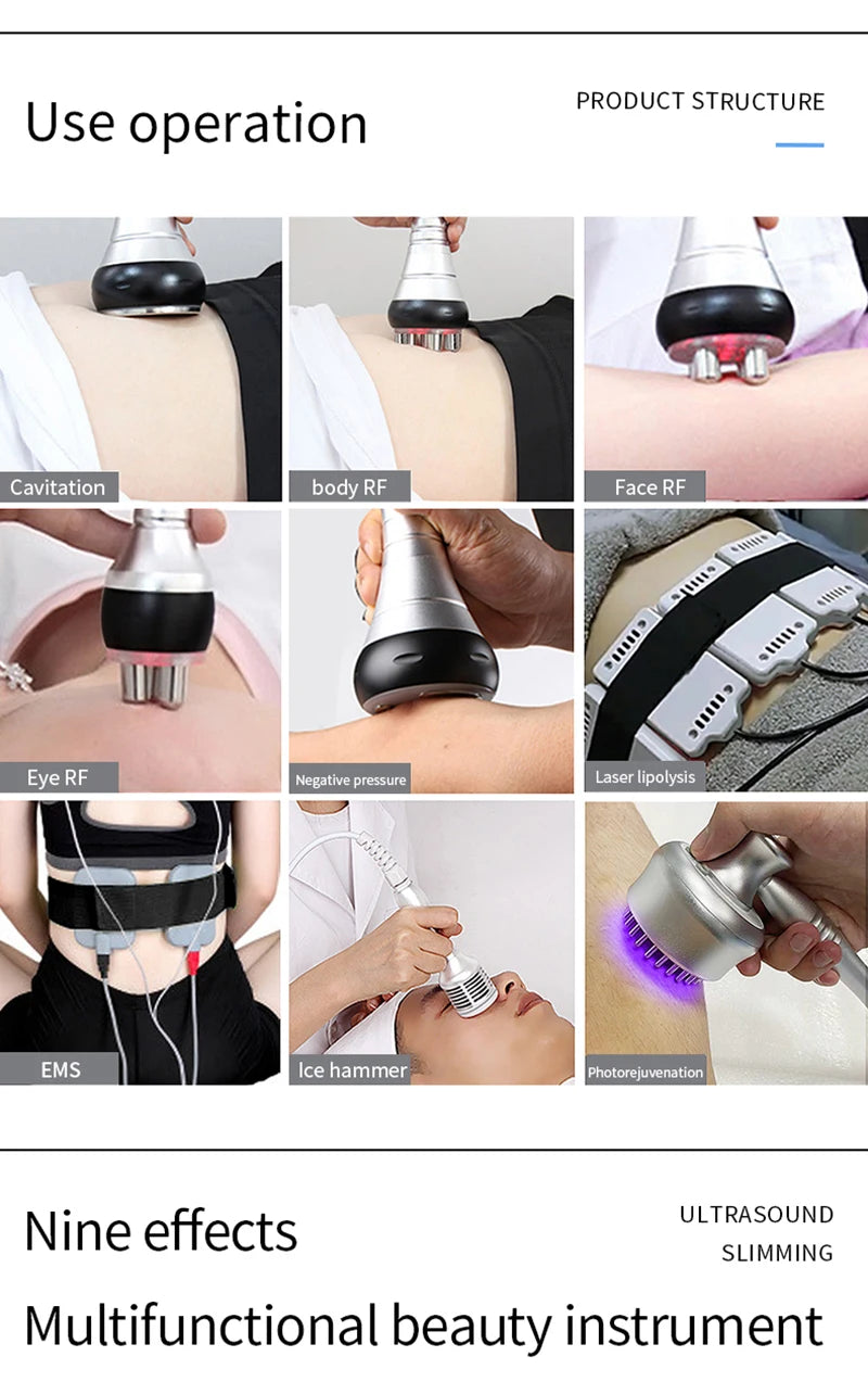 9-in-1 Ultrasonic Cavitation Machine for Professional Body Slimming Body Shaping Massage Equipment Tidesmit