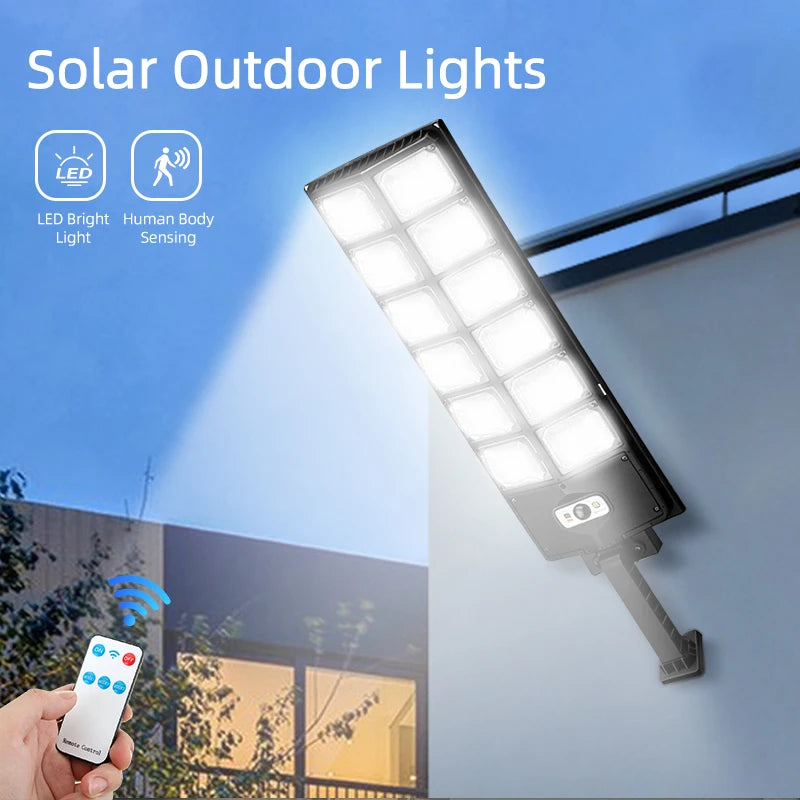 300W Super Bright Solar Street Lights Outdoor Wall Lamp With Motion Sensor Remote Control Garden Street Light RemoteControl Energy-Efflcient Waterproof 4300mah 8000 Lm Solar Street lght