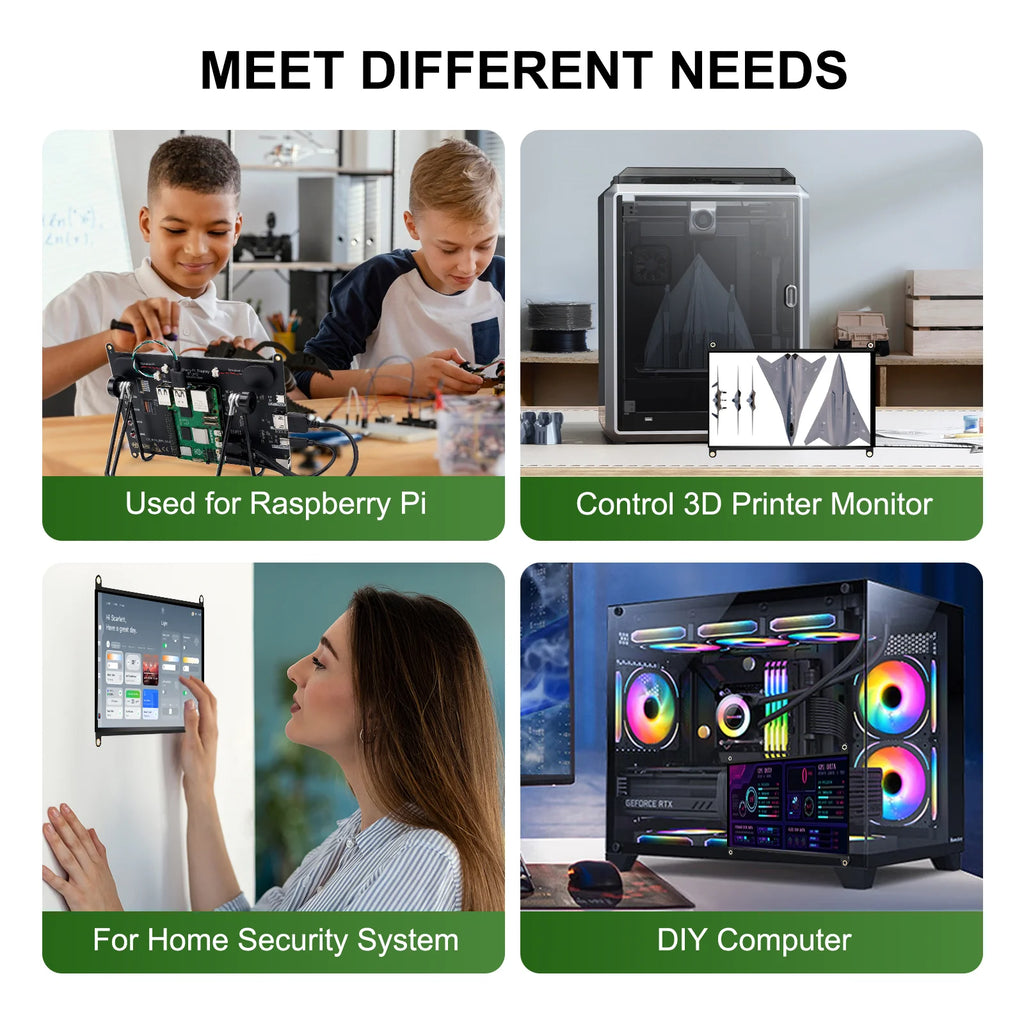 8 Inch Raspberry Pi Touch Monitor 1920×1200 IPS 10-Point Touch Screen Dual Speaker HDMI Display for Pi 5/4B/3B PC DIY Case 3D