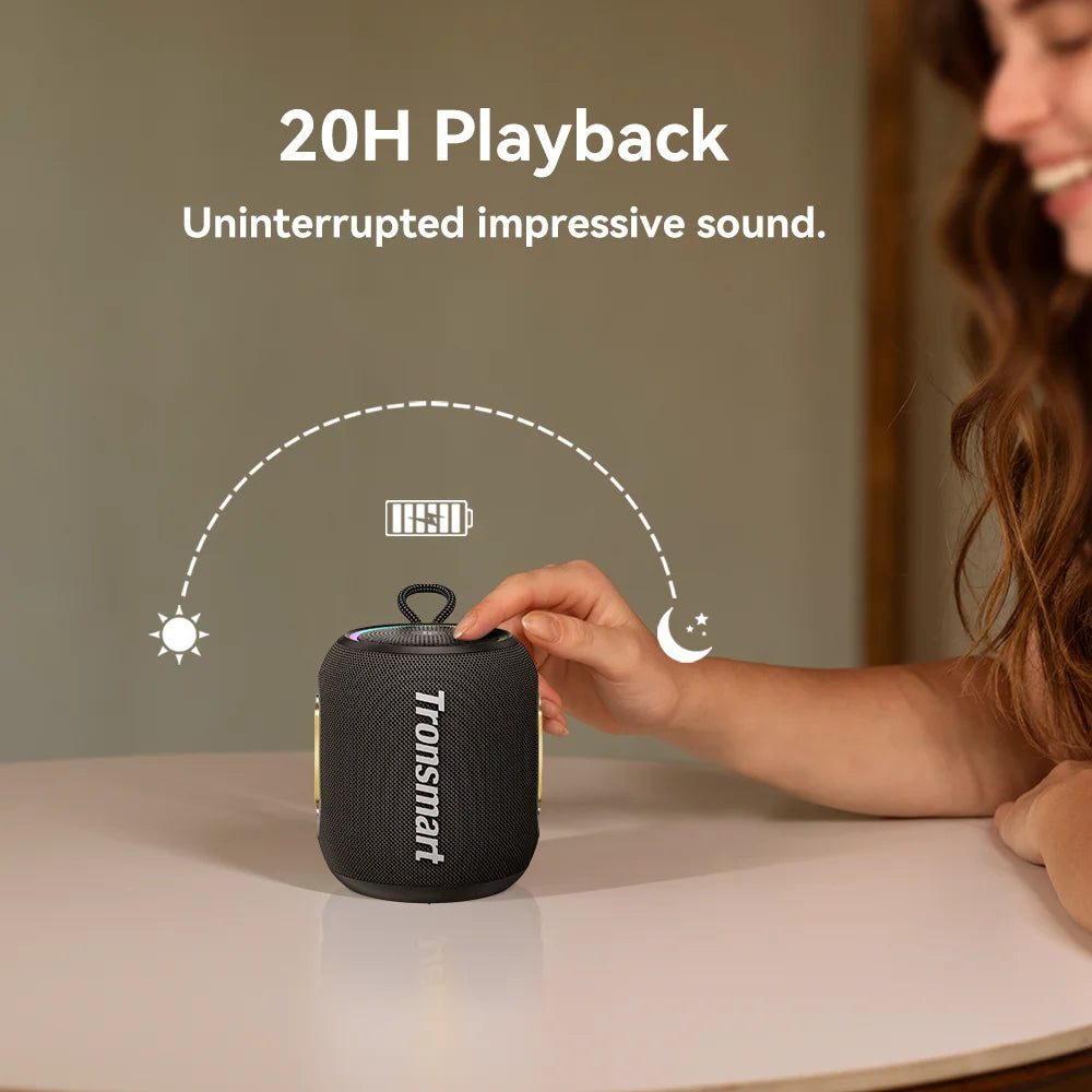 Tronsmart T8 Mini Speaker Bluetooth Speaker with 360 Degree Audio, 20H Playtime,IPX7 Waterproof, APP Control for Camping, Hiking