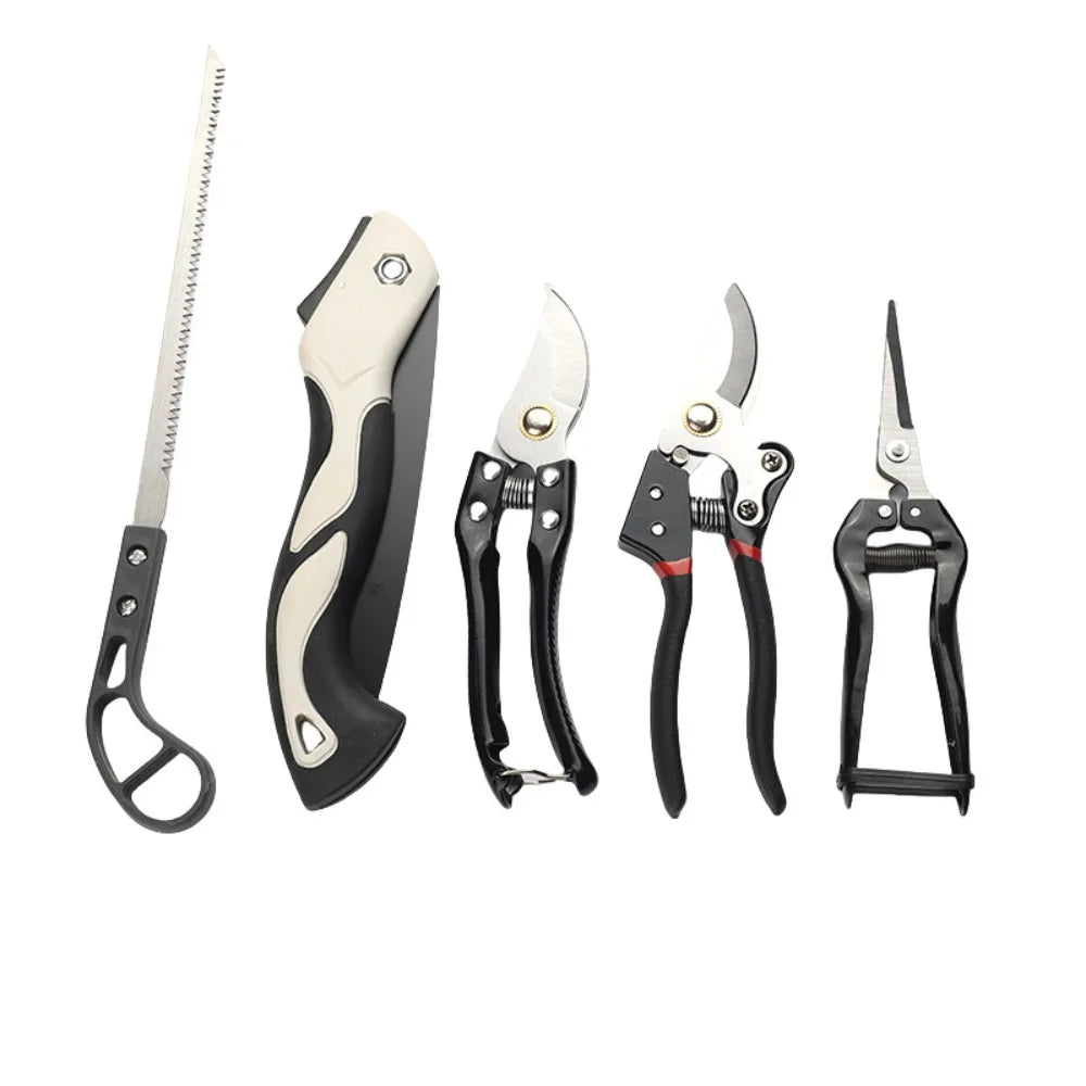 5Pcs Gardening Tool Set, Pruning Shears Folding Saw Kit, Sharp Hand Cutter For Garden Plant Branch Trimming