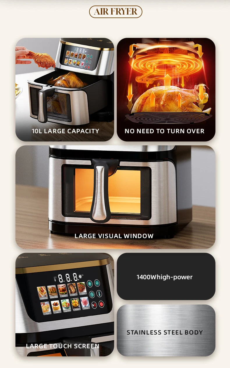 Professional 12L 15L Digital Air Fryer Oven Stainless Steel Smart Multi Functional Large Capacity Commercial No Oil 2025 New