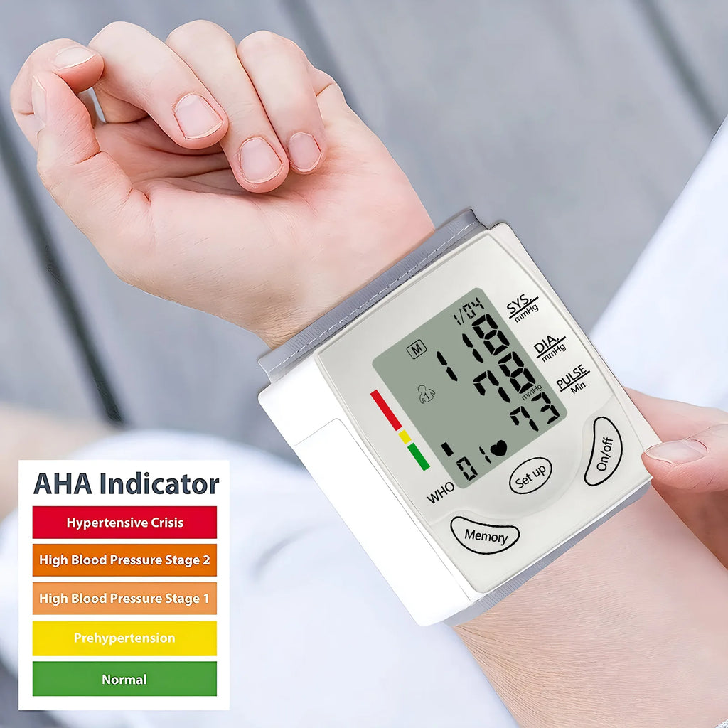 Wrist Blood Pressure Monitor PulseHeart Beat Rate Meter Device Medical Equipment Tonometer BP Mini Sphygmomanometer