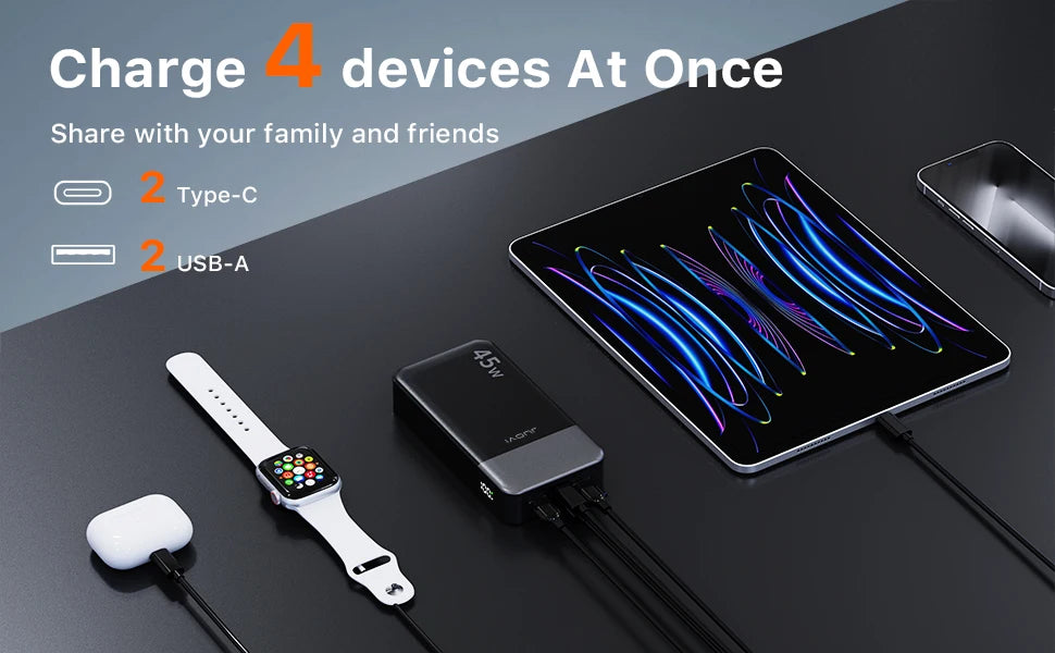 20000mAh Portable Charger - 45W PD Fast Charging Power Bank Tidesmit