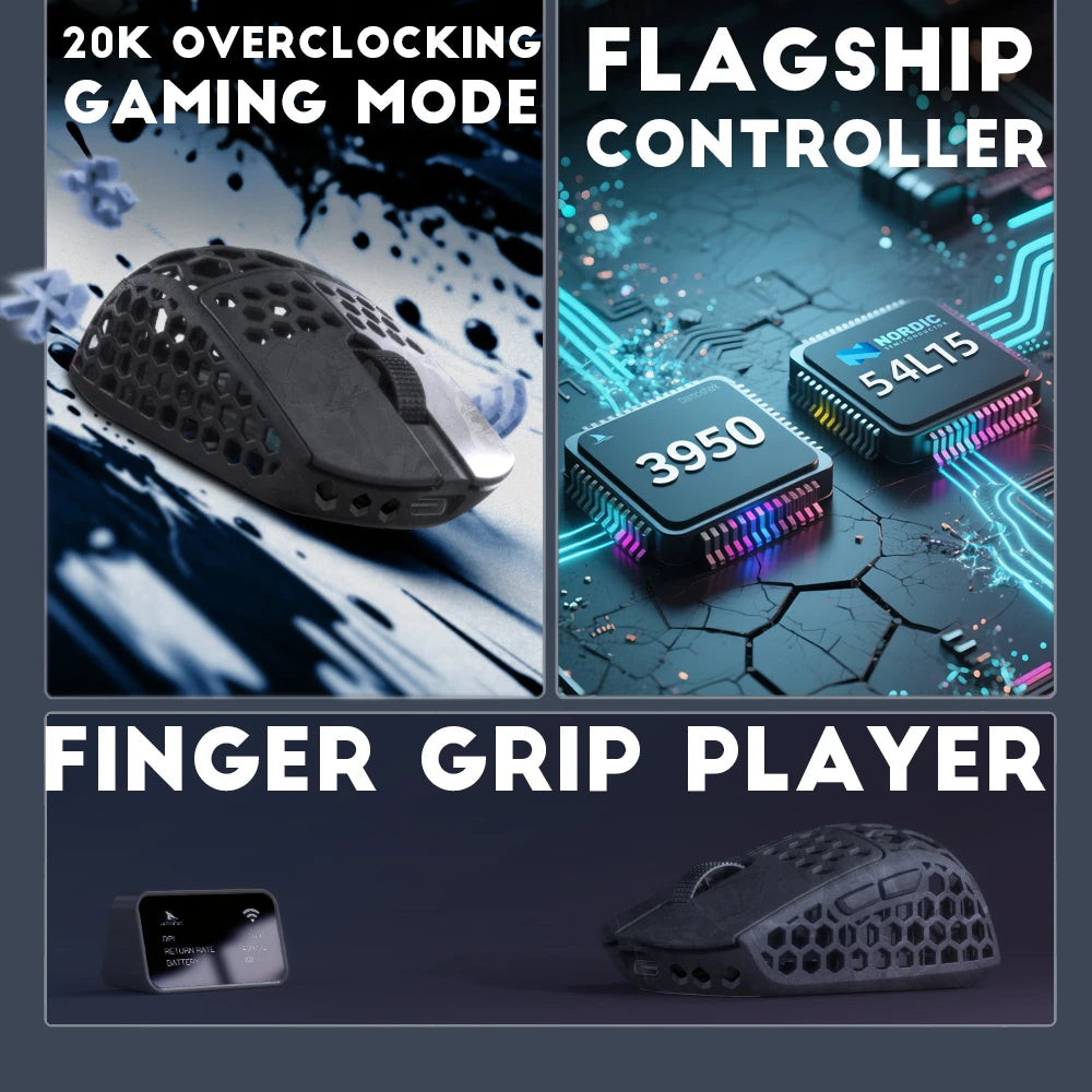 Darmoshark M5Air V2 Forged Carbon Fiber Gaming Mouse Wireless 8K Macro Mouse 30KDPI  Finger Grip Small Hand Mice 30g Lightweight