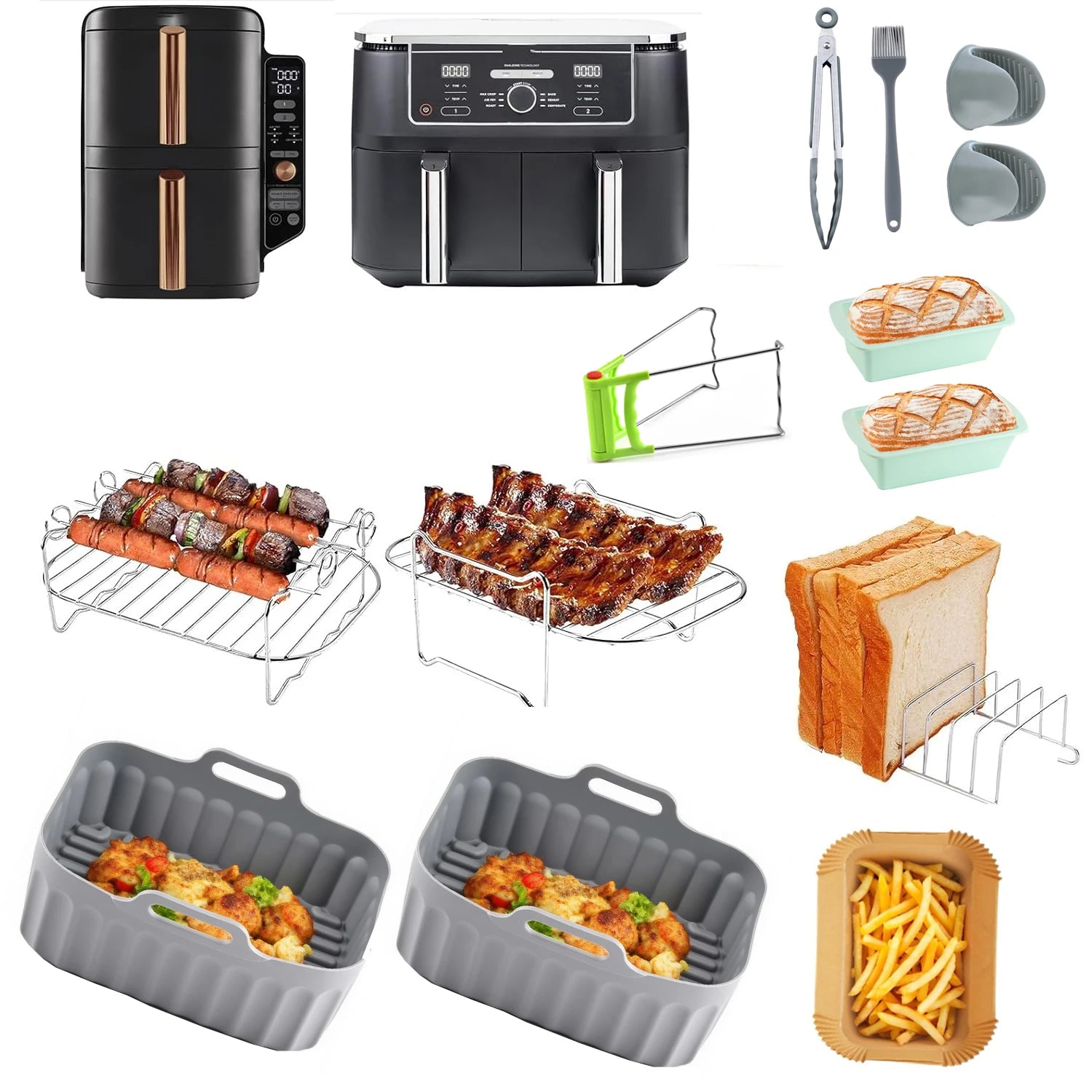 Air Fryer Accessories Set for  Ninja Foodi Max Dual Zone Air Fryer AF400EU/AF300EU/AF451EU  With Silicone Air Fryer Mold Baking