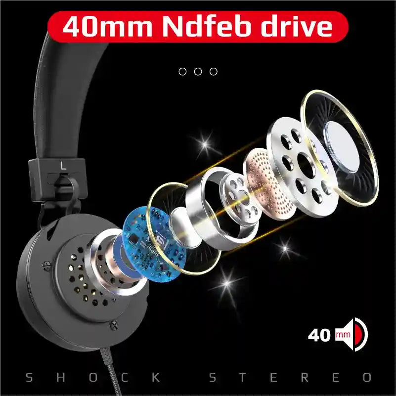 Wired Over Ear Headphones ST900 with HiFi Stereo Sound and Mic Tidesmit