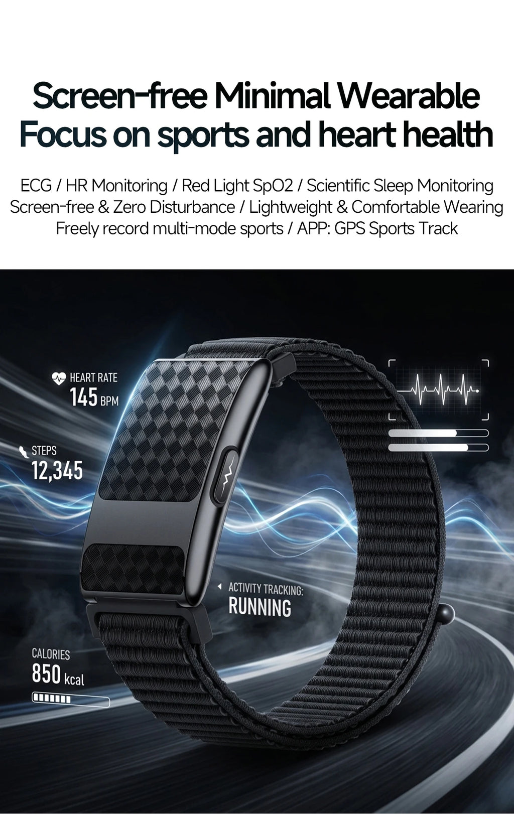 VWAR FLOW ECG Smart Fitness Bracelet Heart Rate Blood Oxygen Sleep Monitor Body Temperature Stress Tracker Women Men Health Band