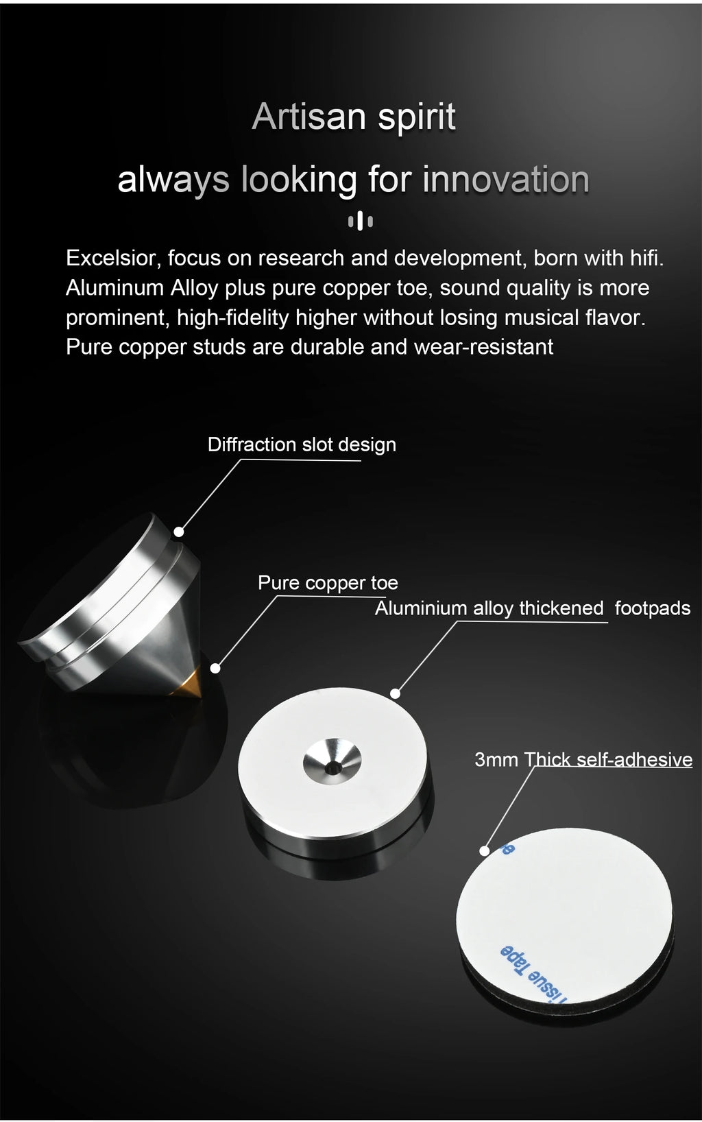 ERUMPENT 4PCS HiFi Speaker Stand Feet Foot Pad High Quality Shock-absorbing Pins Aluminium Alloy Metal Foot Pads for Sound Box
