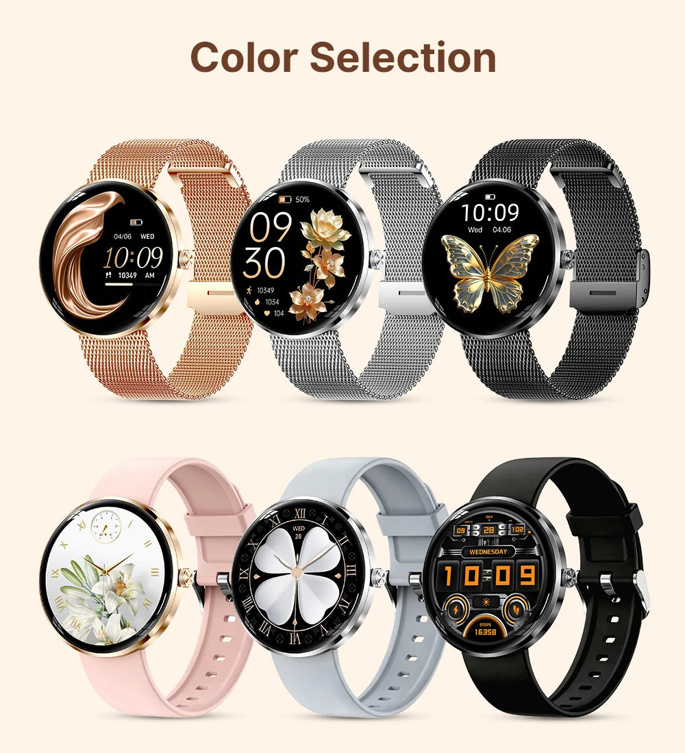 MEVADEN 8.5mm Utra-thin Stainless Steel Smartwatch 1.43 inch AMOLED Screen Women Bluetooth Call Health Monitor Sport Smart Watch