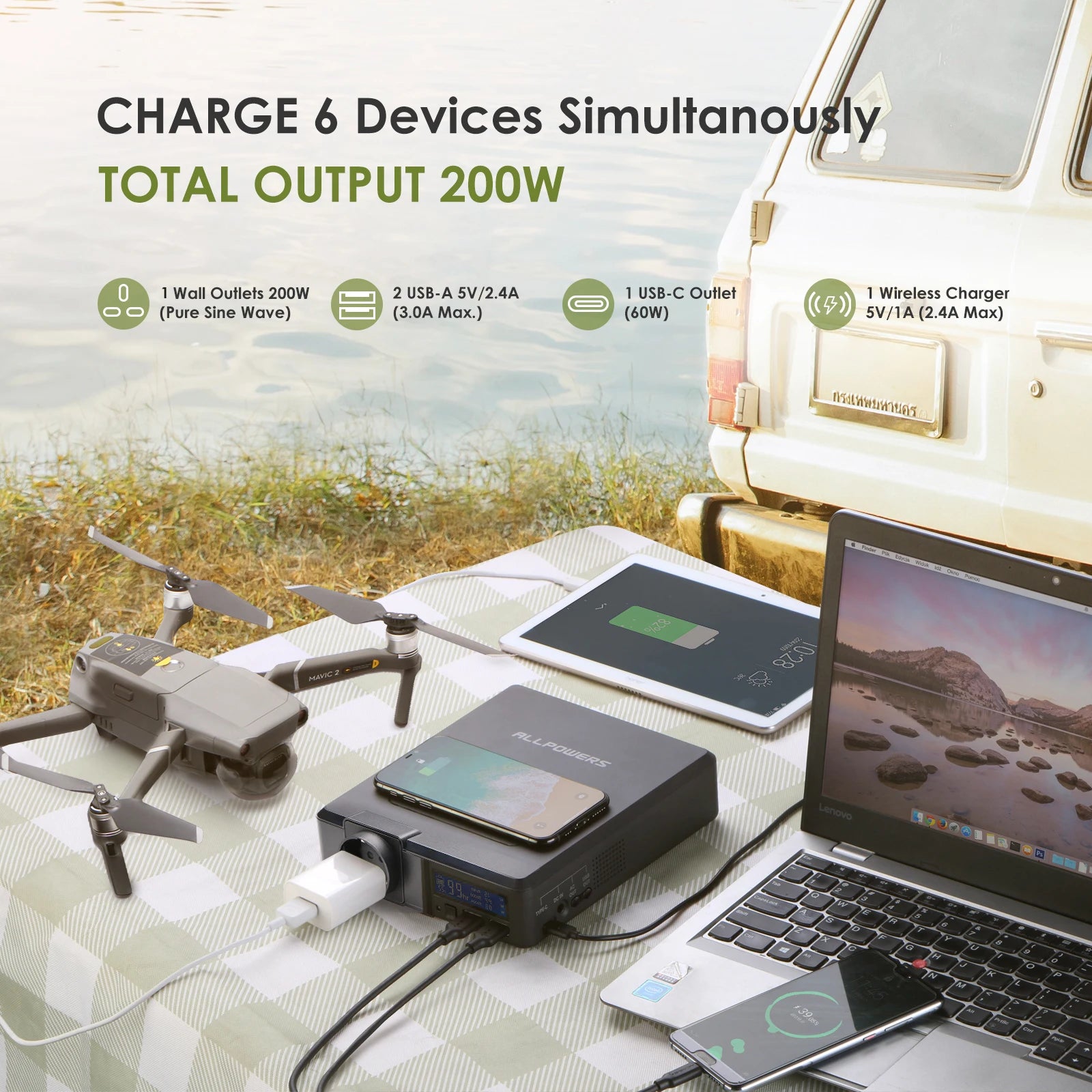 Portable Power Station 41600mAh 200W PD Fast Charging Battery Tidesmit