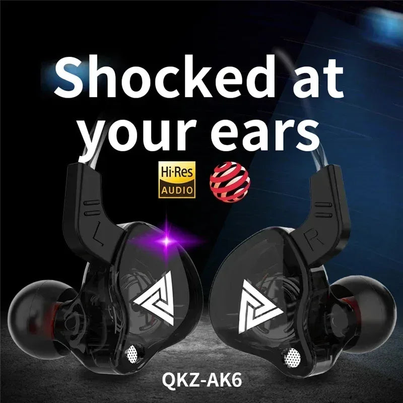 Original QKZ AK6 In Ear Earphone 6 Dynamic Driver Unit Headphone With Mic Stereo Sports HIFI Subwoofer Headset Monitor Earbuds Tidesmit