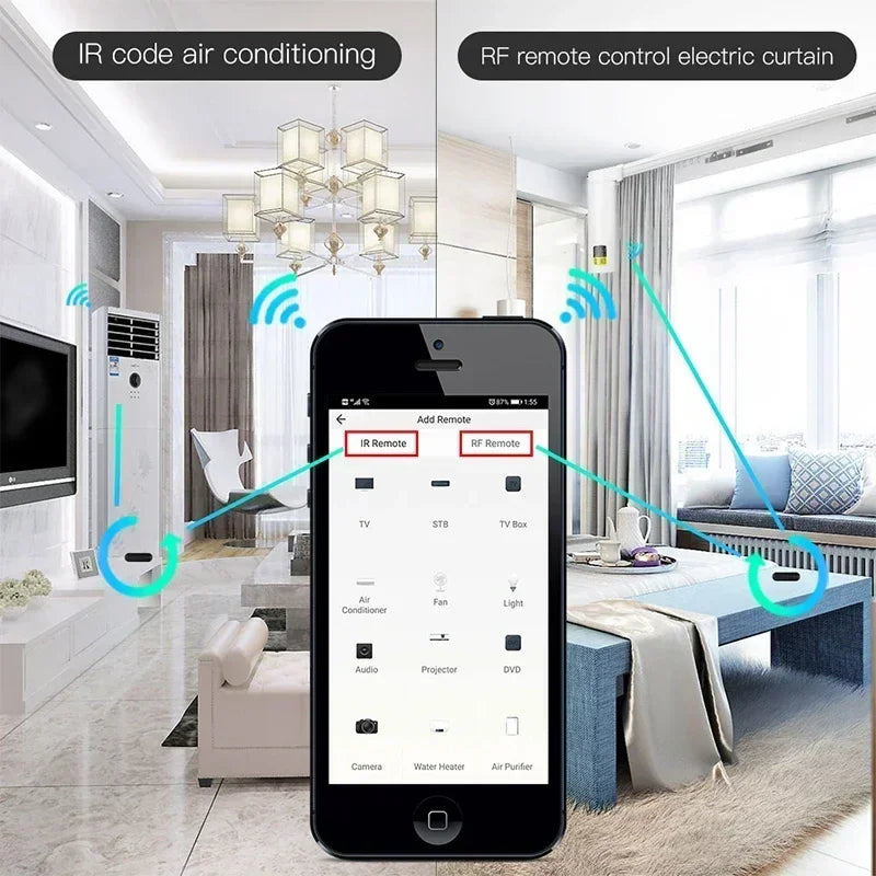 WiFi RF IR All-In-One Smart Universal Remote Controller, RF Appliances Tuya Smart Life App Voice Control with Alexa Google Home