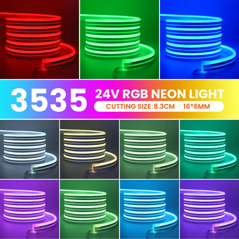 RGB Neon Light LED Rope Light Waterproof APP Remote Control Music Sync 24V Flexible DIY Silicone Strip Light for Indoor Outdoor