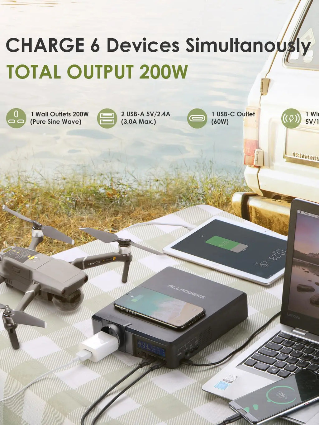 Portable Power Station 41600mAh 200W PD Fast Charging Battery Tidesmit
