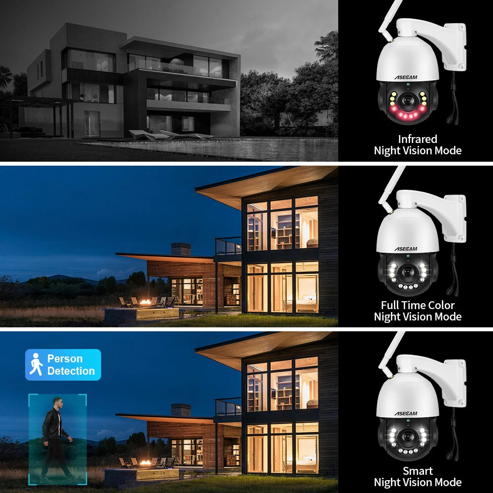 8MP 4K IP Camera Wifi 30X Optical Zoom PTZ CCTV Outdoor AI Human Vehicle Tracking Audio Onvif POE Surveillance Camera