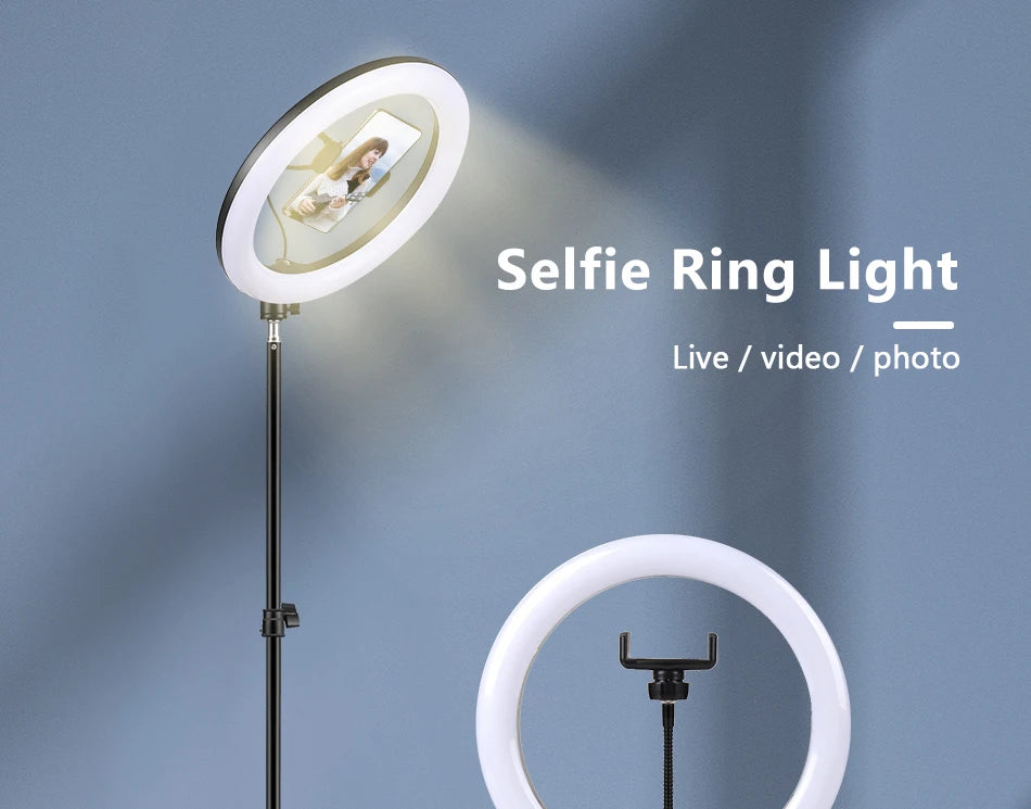 10 Inch LED Ring Light with Adjustable Tripod for Content Creation Tidesmit