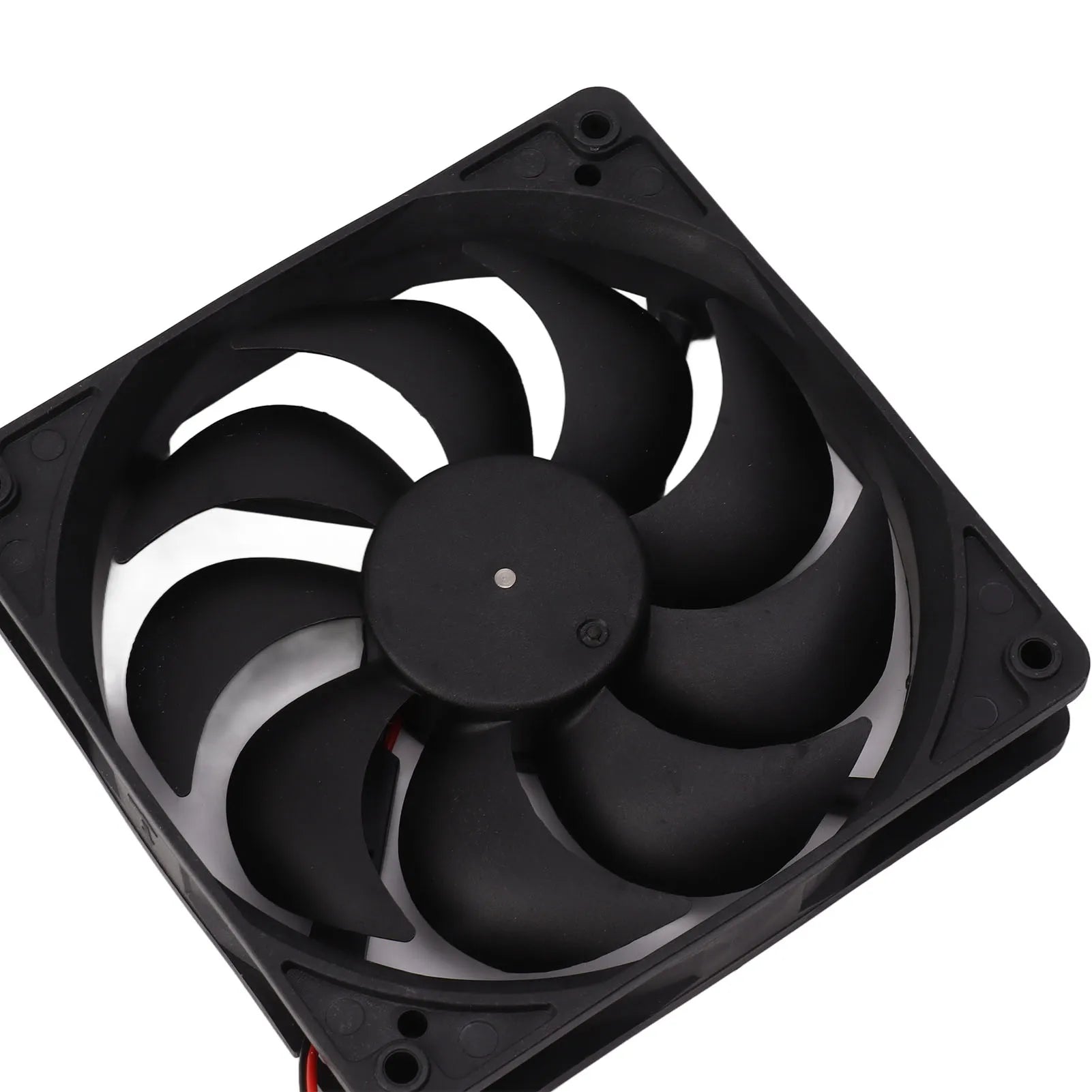Black 12V solar-powered cooling fan for pet houses and greenhouses to provide efficient energy-saving ventilation.