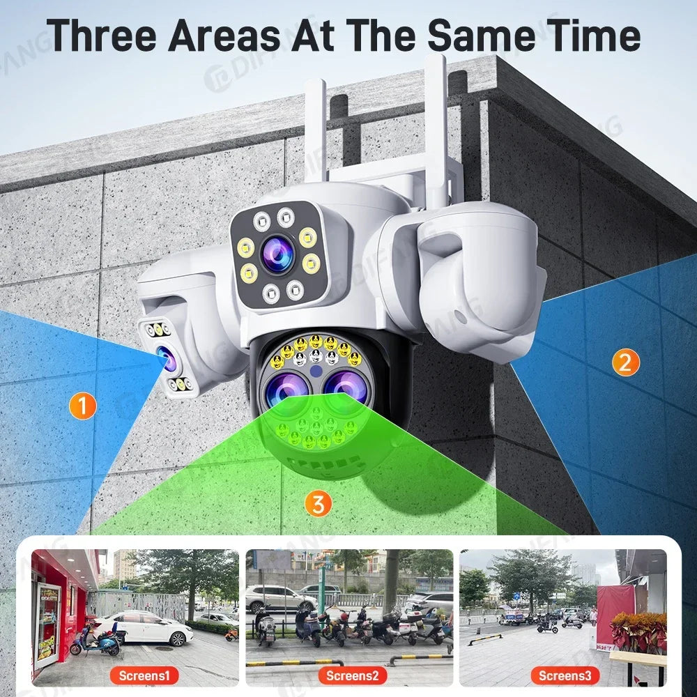 Yoosee Outdoor Camera Triple Screen Quad Lens 10X Optical Zoom AI Auto Tracking ONVIF Waterproof Yoosee CCTV Security Protection