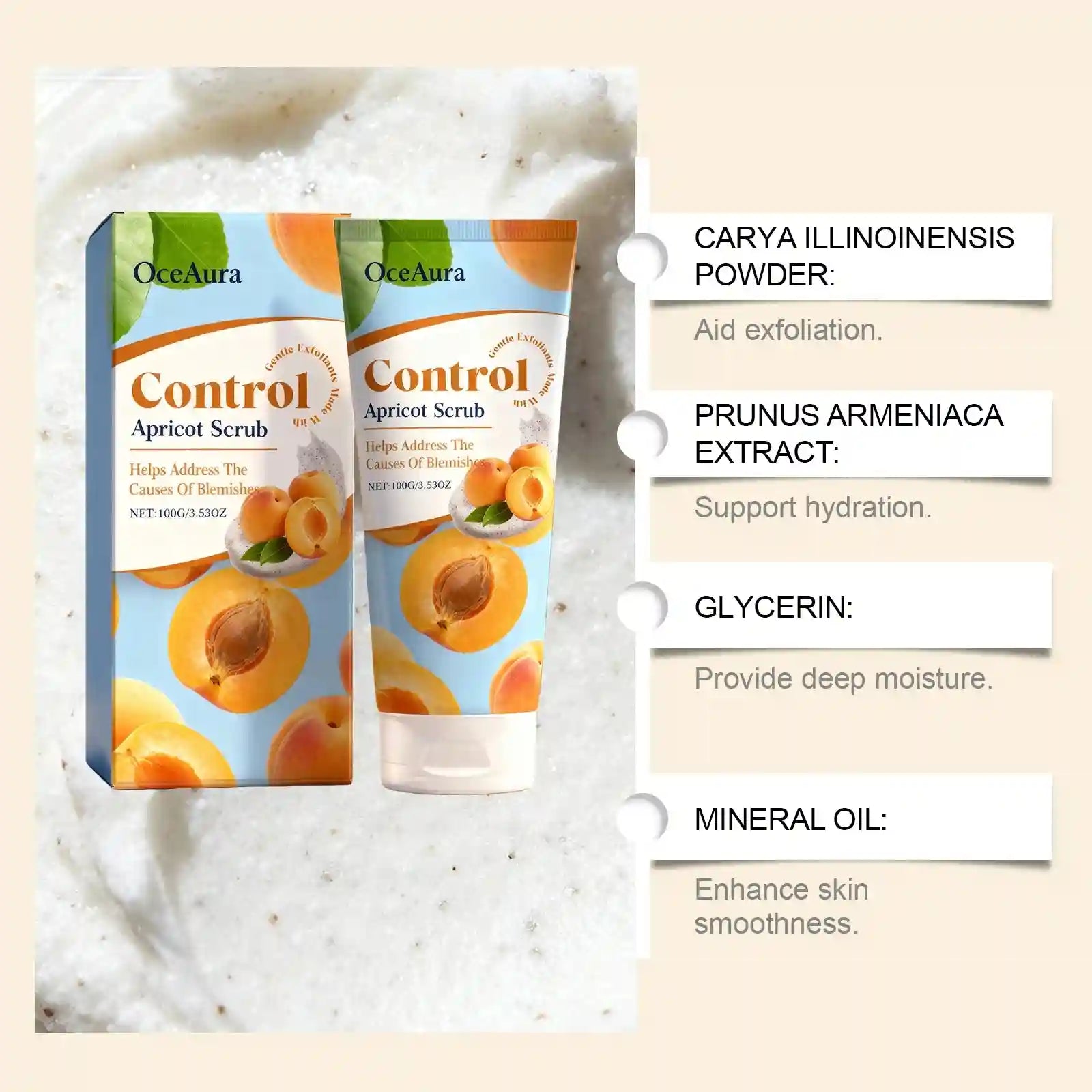 Exfoliating Apricot Facial Scrub - Professional Smooth Skin Care 100g Scrubs Treatments Tidesmit