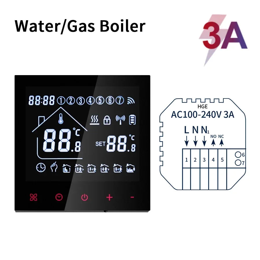 Tuya WiFi Smart Thermostat LCD Display Touch Screen for Gas Boiler Temperature/Electric Floor Heating Water Remote Controller