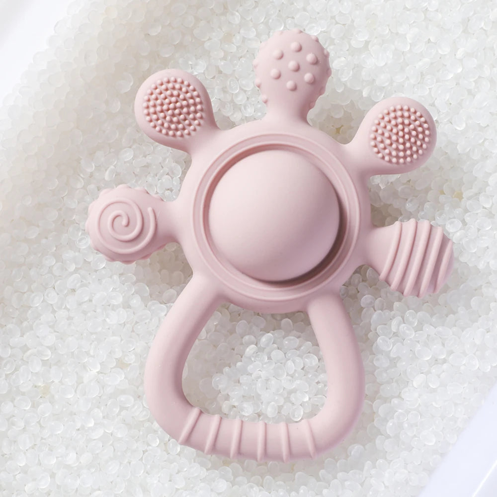 Baby BPA Free Silicone Teether Toy Rattle Silicone Teething for Teeth Newborn Accessories Food Grade Infant Soothing Nusing Toys