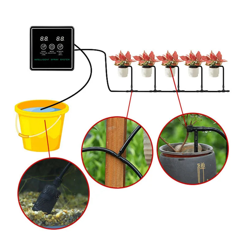 Garden Black Adjustable valve Drip Irrigation Kit Potted Plant Watering Device 4/7mmHose Watering Saving MicroDripper Greenhouse