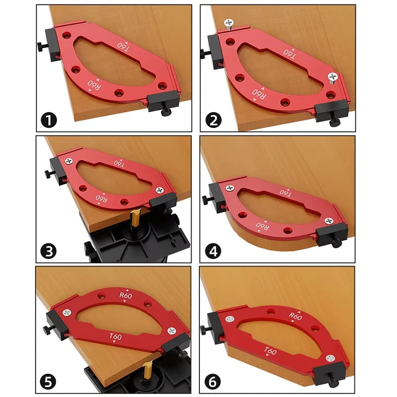 7Pcs RT10-RT60 Radius Jig, Woodworking Router Templates Arc Angle Positioning Template, Corner Radius, Reusable Positioning Tool