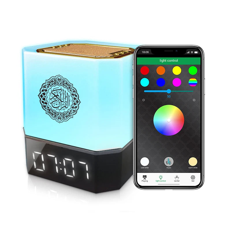 Quran Islam Arabic Muslim Azan Clock Koran Night Light Lamp Bright Portable Bluetooth Speaker Wireless Ramadan Arab Islamic Holy