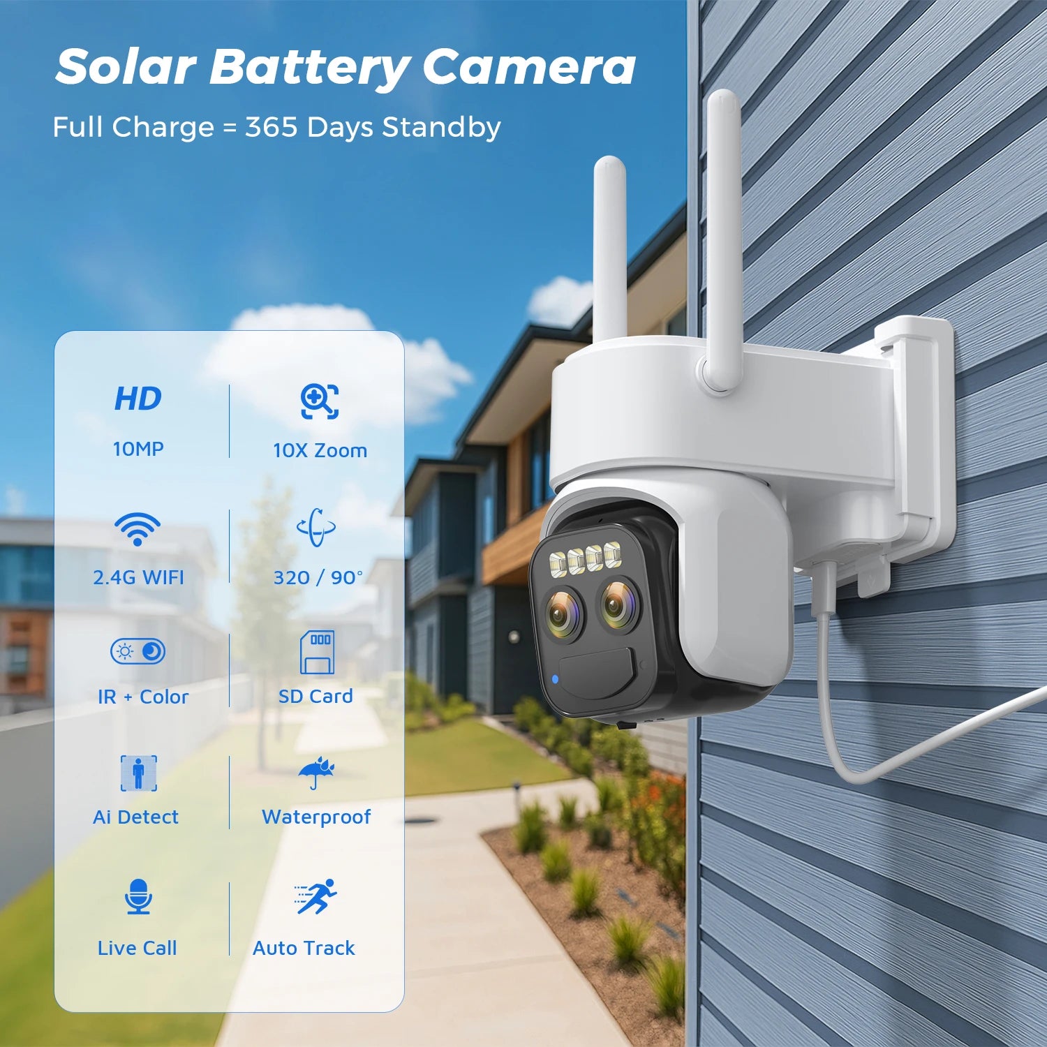 10MP Outdoors Solar Camera 5K PTZ IP 5G Wifi Camera Built in 7500Mah Battery Human Ai Auto Detect Tracking Surveillance Camera
