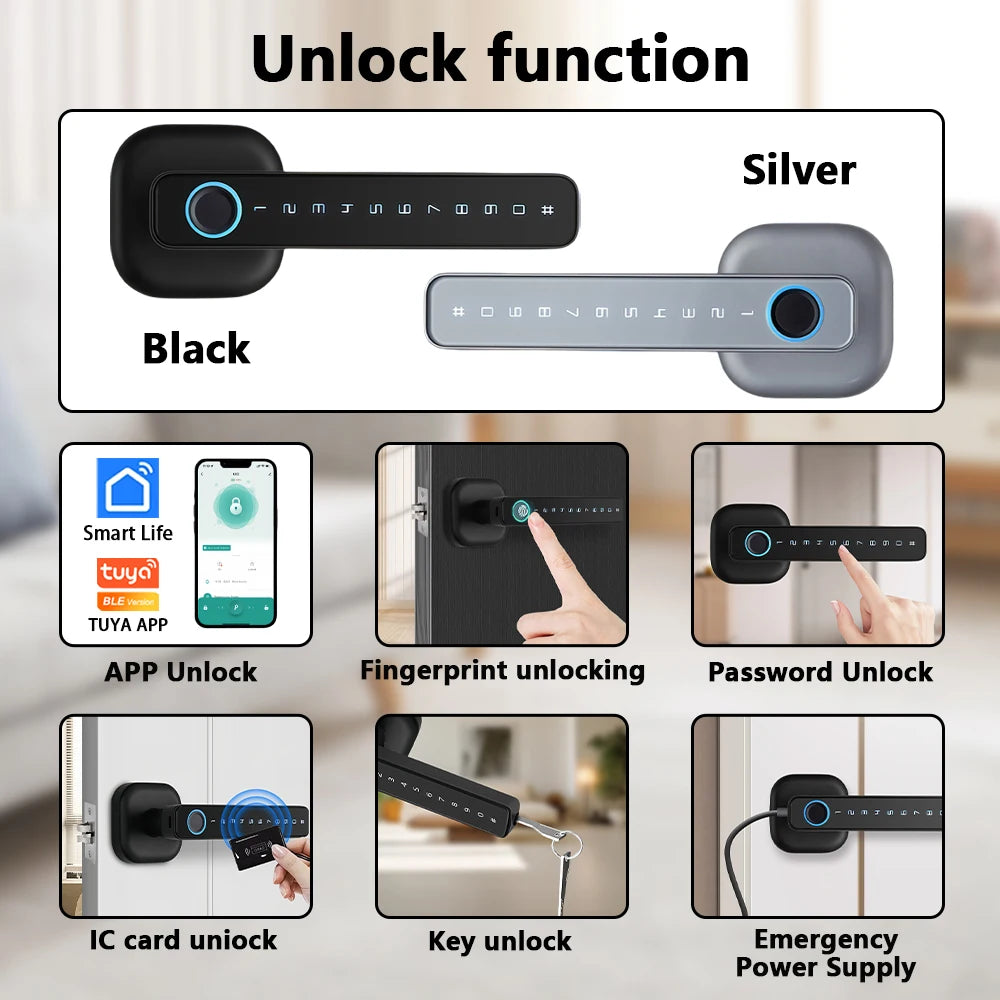 Fingerprint Door Lock: Tuya Bluetooth Smart Entry - M6 Series Tidesmit