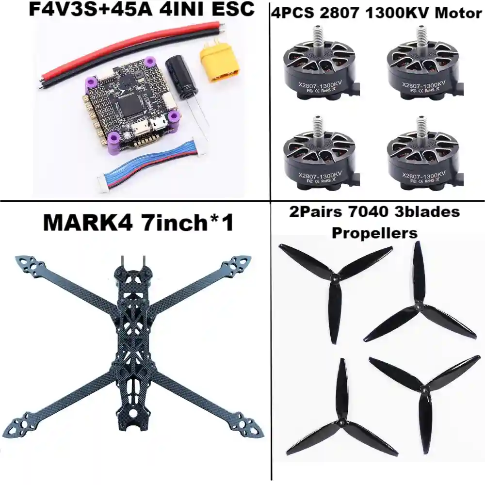 7-Inch FPV Racing Drone Kit with Carbon Fiber Frame - Tidesmit F4V3S 45A PackageA Tidesmit