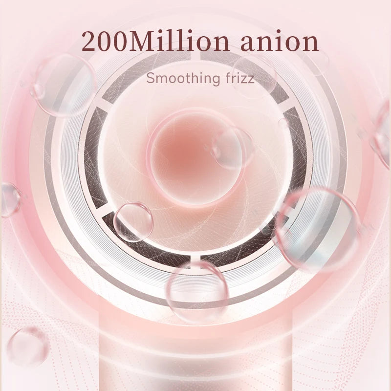 DOCO high-speed pink hair dryer with 200 million negative ions for frizz-free professional hair care.