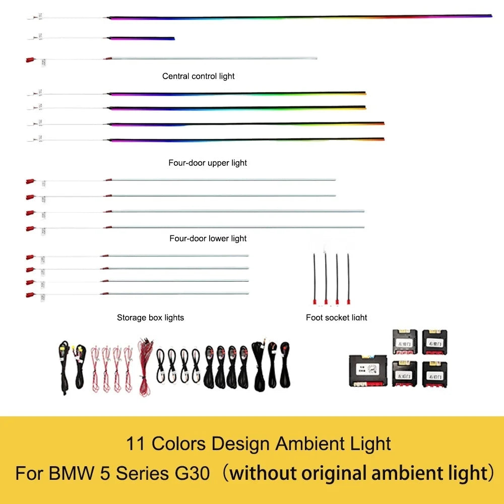 RGB color streamer For BMW 5 Series G30 G31 G30 2017-2023 OEM Design Ambient Light Interior Lighting Upgrade Precise Fit