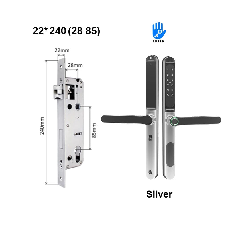 TTLock App Smart Aluminum Door Lock Waterproof Fingerprint Digital Password RFID Card Remote Electronic Sliding Glass Door Lock